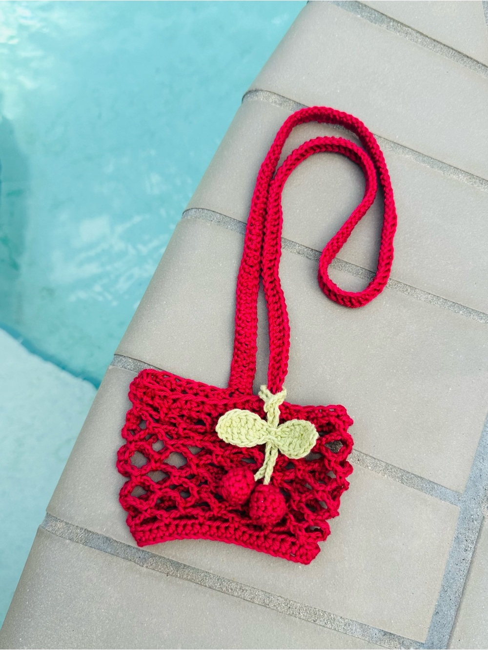 Wineglass Lanyard Handmade Crochet & Cherry charm 🍷🍒✨